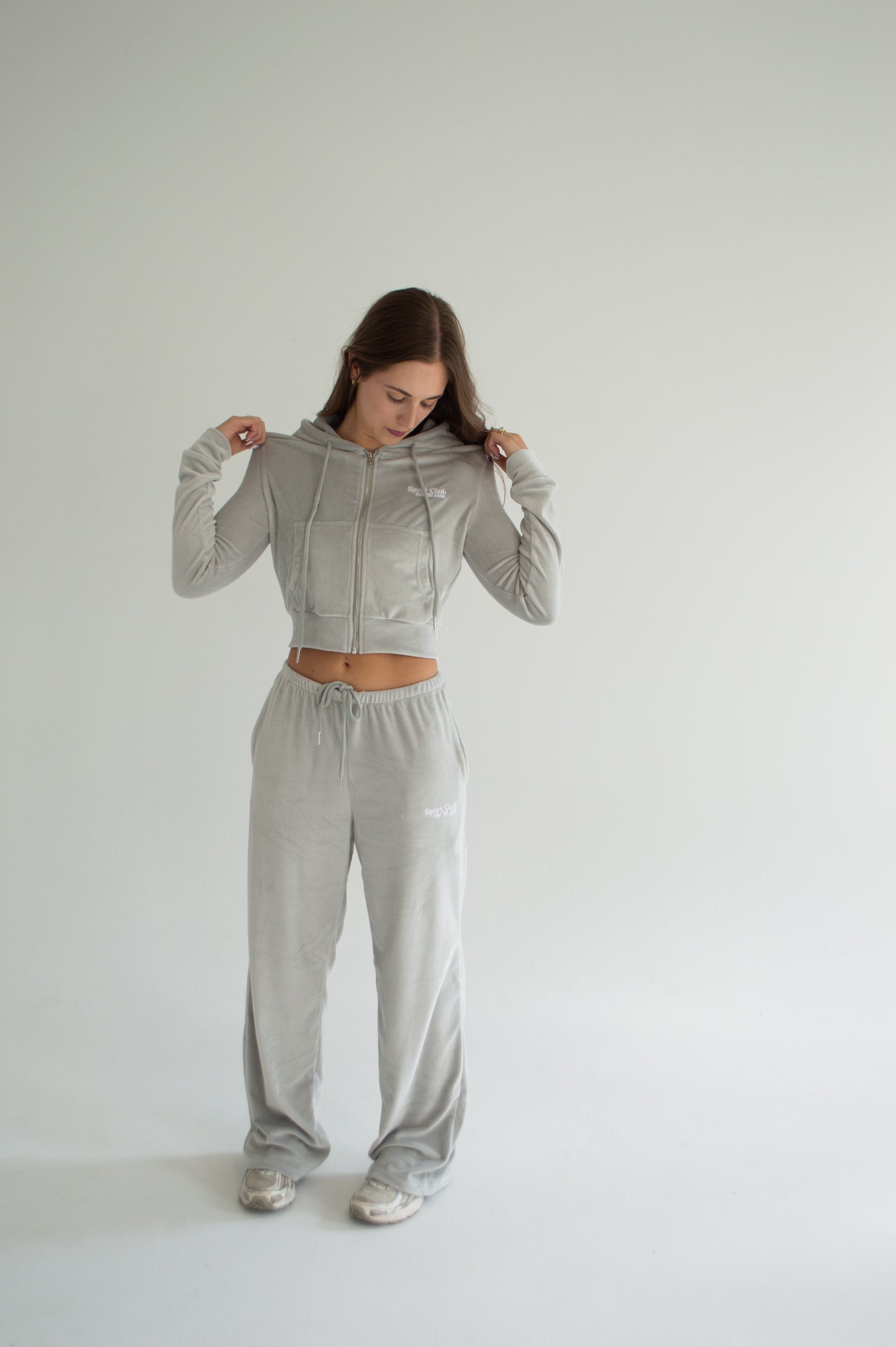 BRITNEY VELOUR SWEATS - GREY MIST