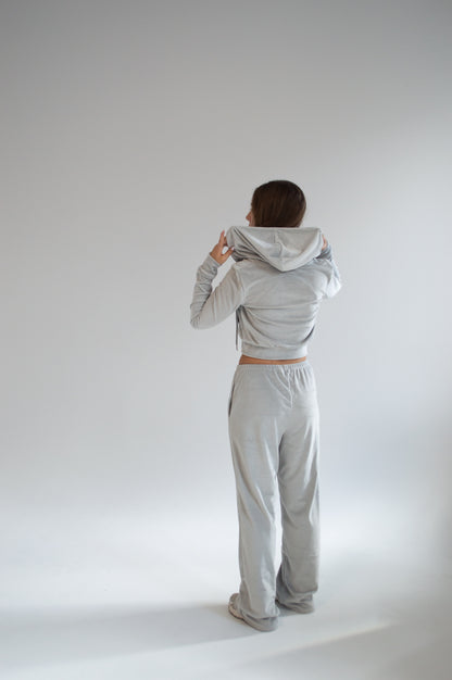 BRITNEY VELOUR SWEATS - GREY MIST