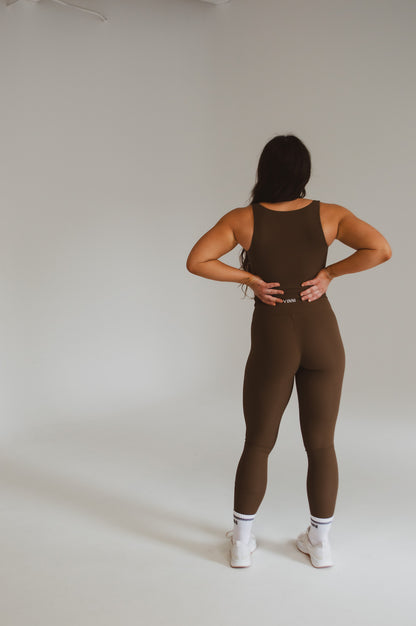 MARA HIGH RISE TIGHTS - RIBBED BROWN