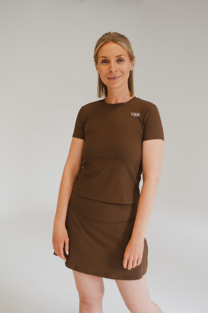 WHYNN SKIRT - BROWN RIBBED