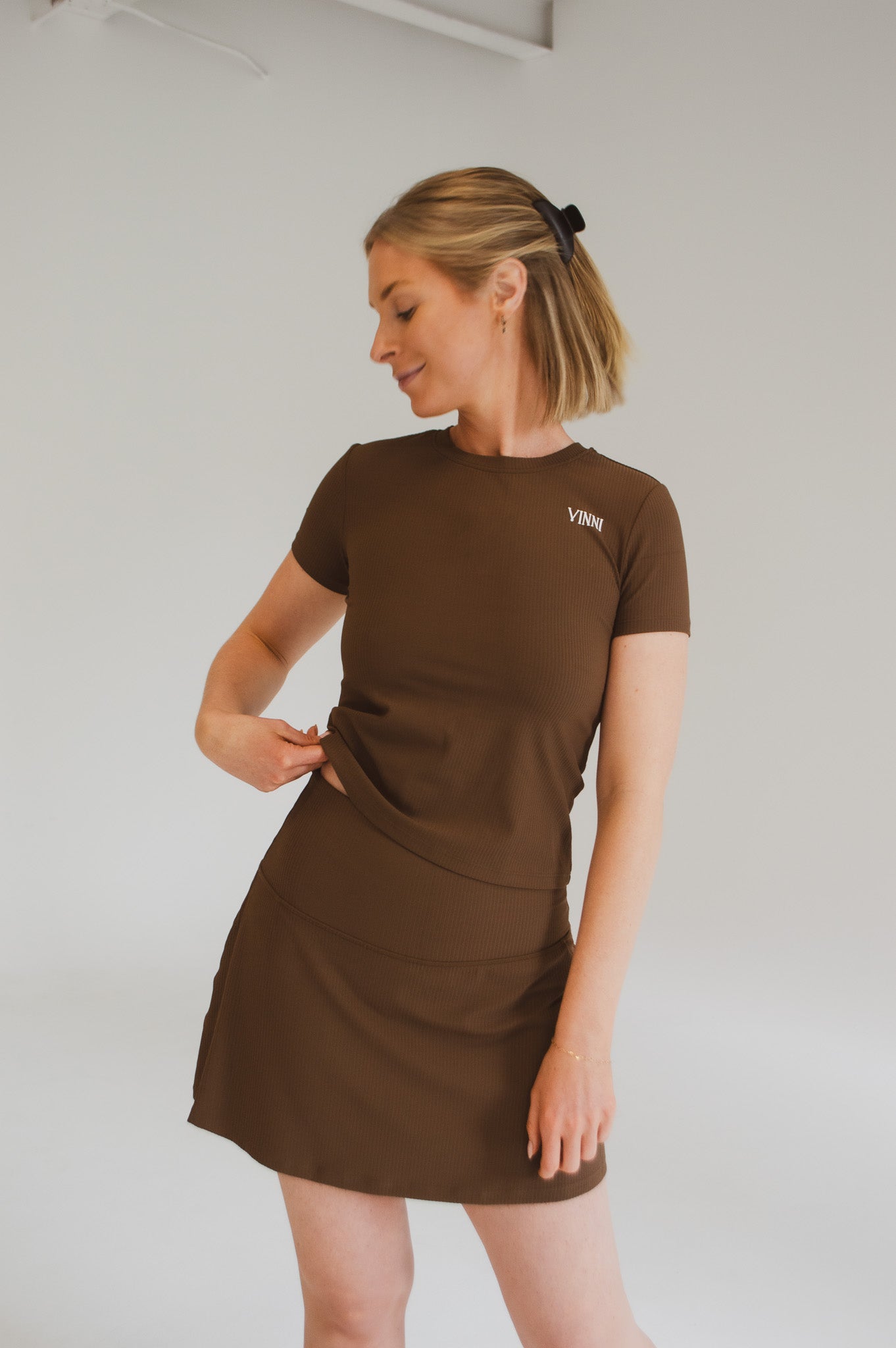 WHYNN SKIRT - BROWN RIBBED