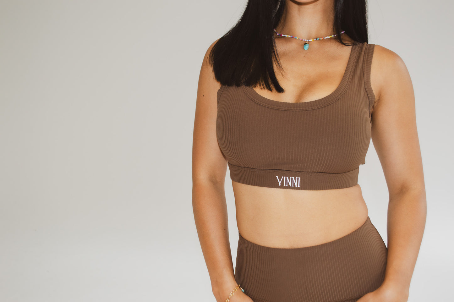 LORETTA SPORTS BRA - RIBBED BROWN