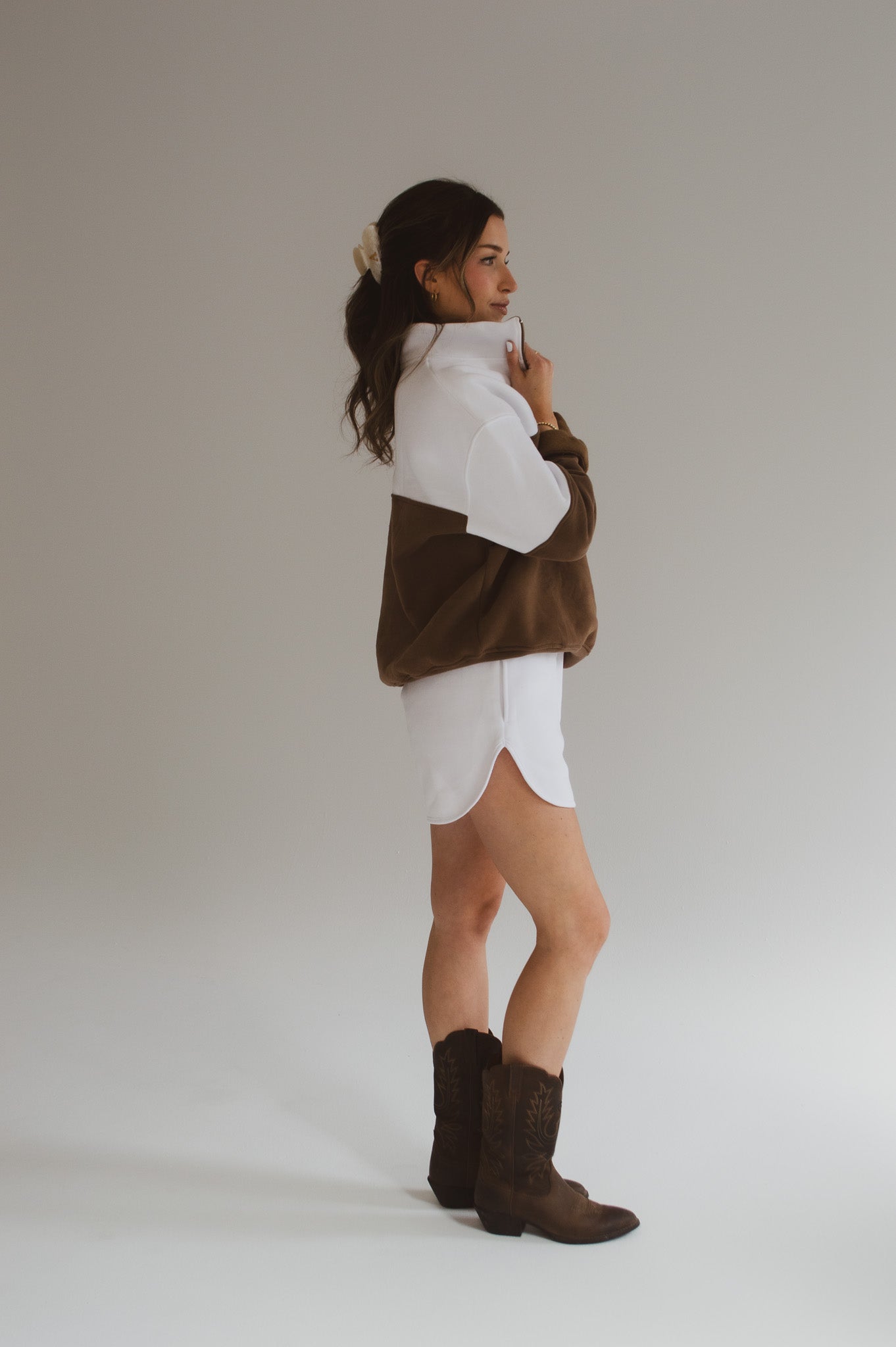 MARILYN 1/2 ZIP - RUSTIC BROWN