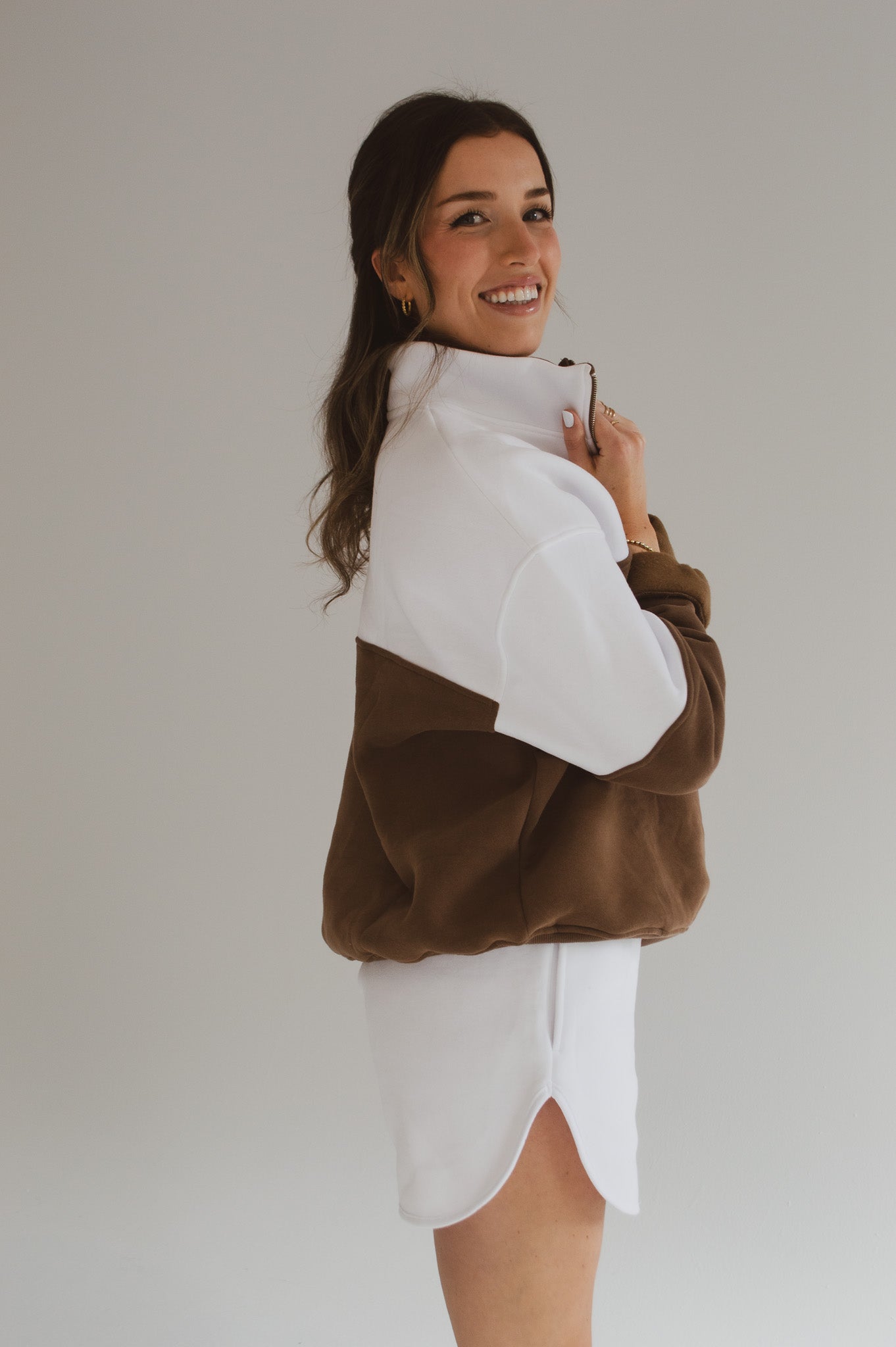 MARILYN 1/2 ZIP - RUSTIC BROWN