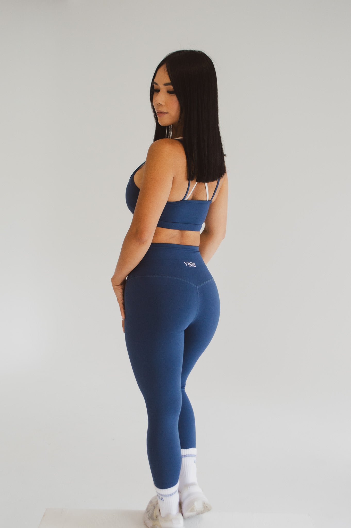 MAREN DOUBLE LAYER SPORTS BRA - OLD MONEY NAVY + OAT MILK