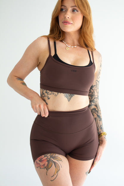 NOVA HIGH WAISTED SPORT SHORTS - BRONZE