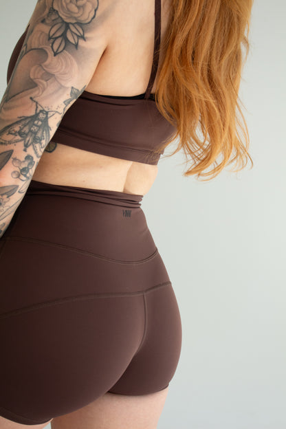 NOVA HIGH WAISTED SPORT SHORTS - BRONZE