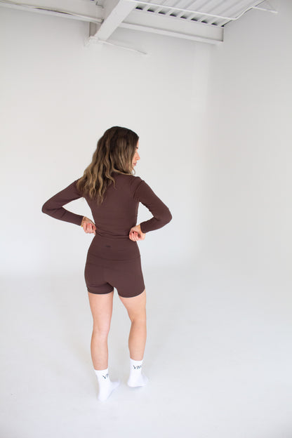 NOVA HIGH WAISTED SPORT SHORTS - BRONZE
