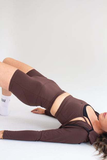 NOVA HIGH WAISTED SPORT SHORTS - BRONZE