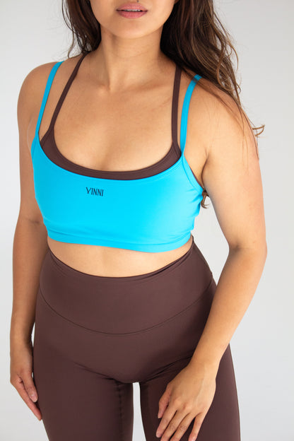 MAREN DOUBLE LAYER SPORTS BRA -SALTWATER + BRONZE
