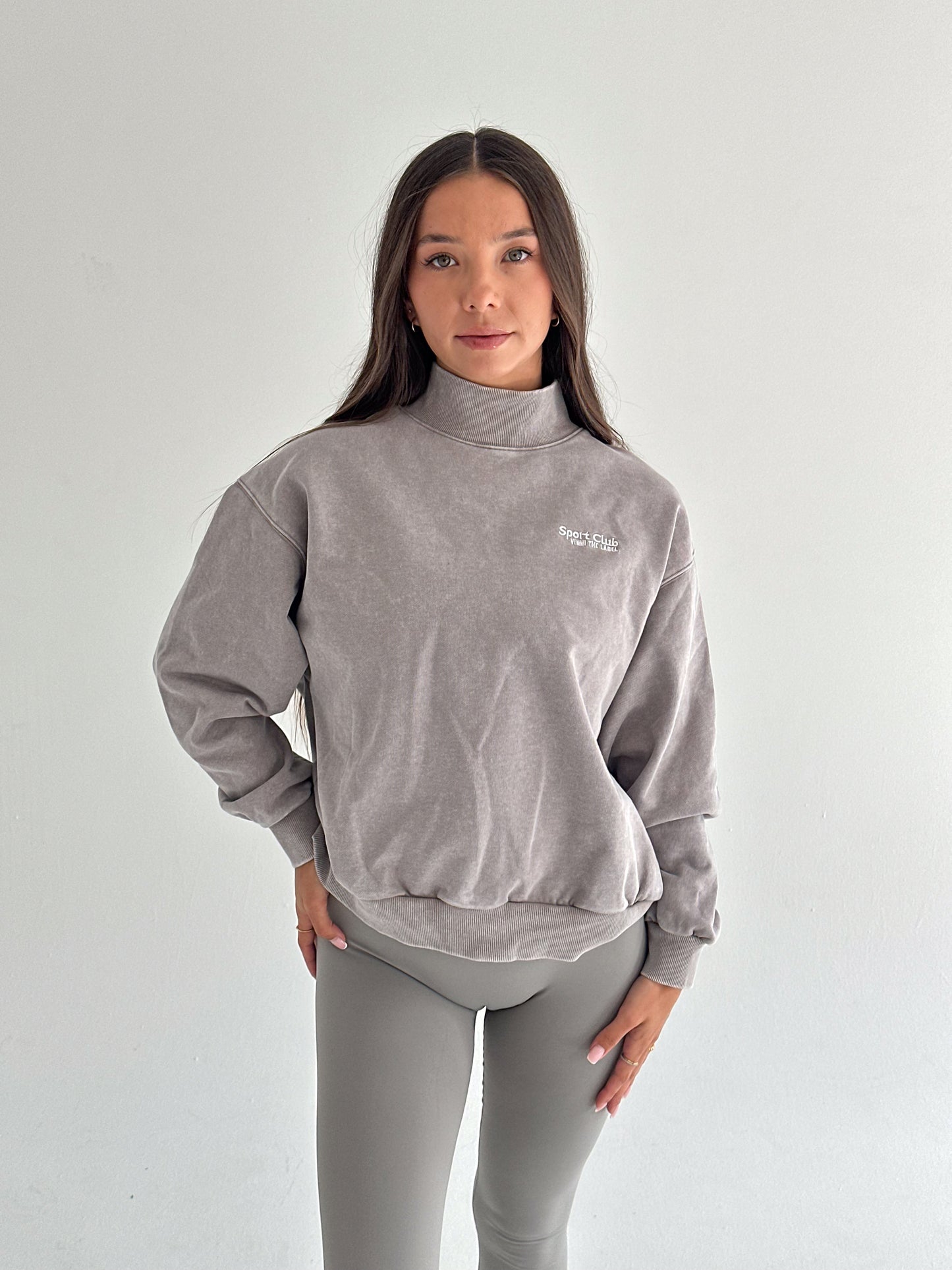 JOAN MOCK NECK SWEATER - GREY MIST