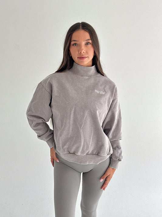 JOAN MOCK NECK SWEATER - GREY MIST