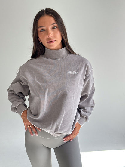 JOAN MOCK NECK SWEATER - GREY MIST