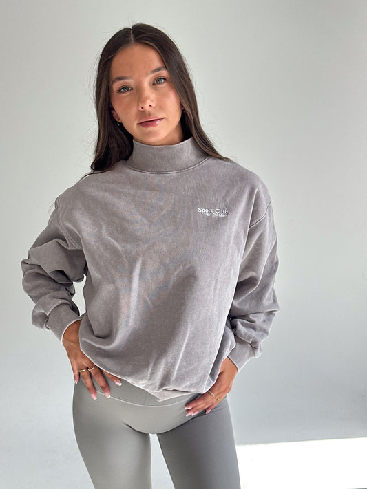 JOAN MOCK NECK SWEATER - GREY MIST