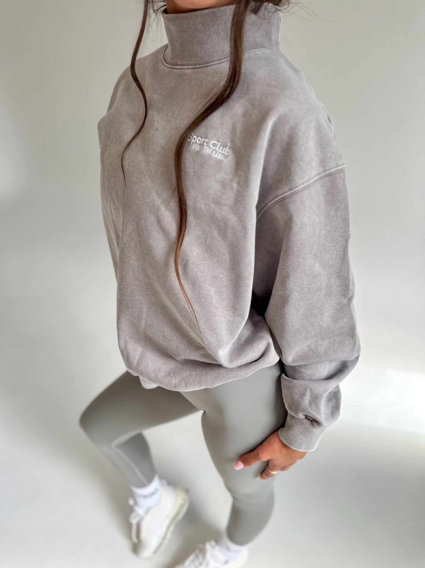 JOAN MOCK NECK SWEATER - GREY MIST