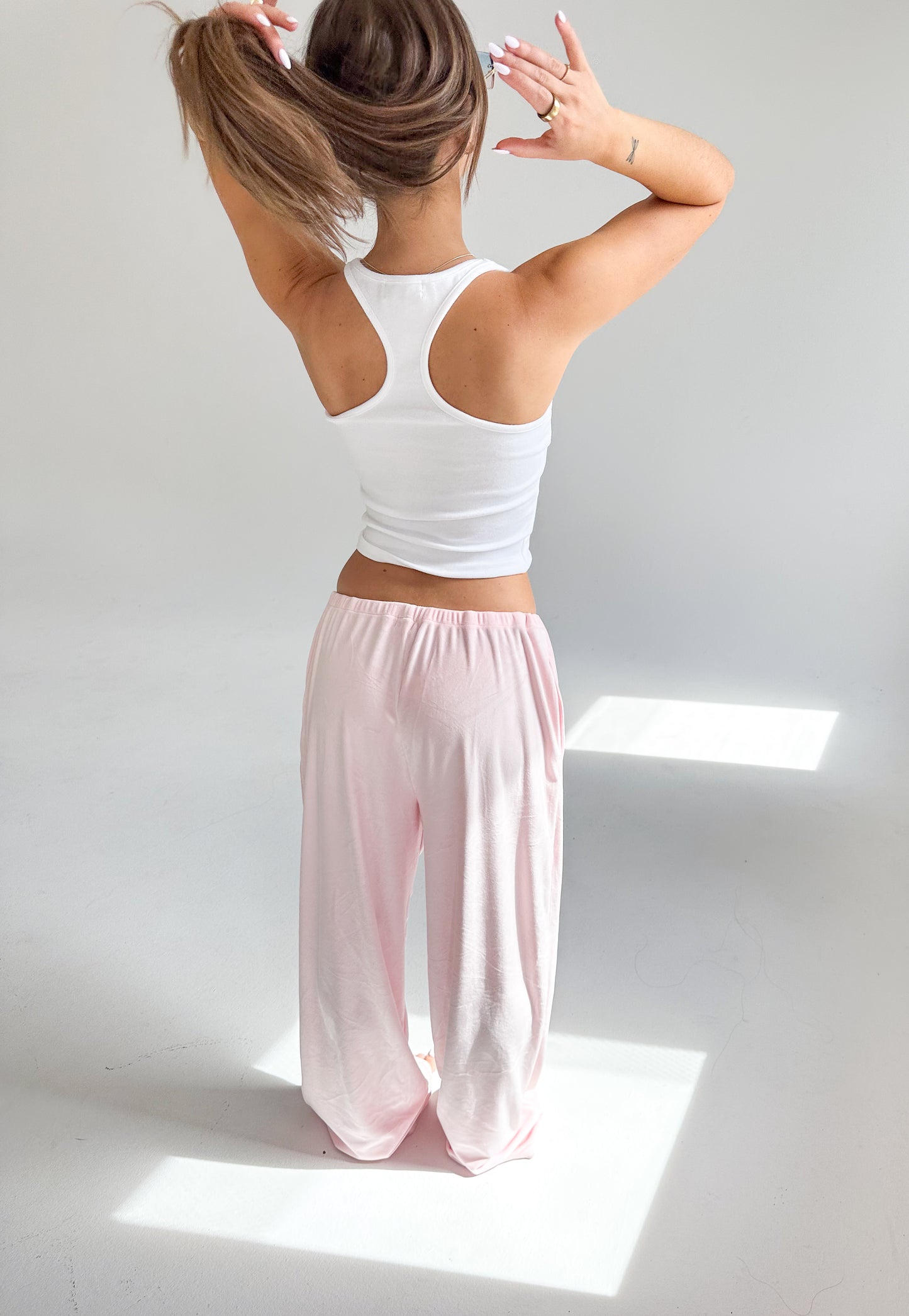 BRITNEY VELOUR SWEATS - PINK BLUSH