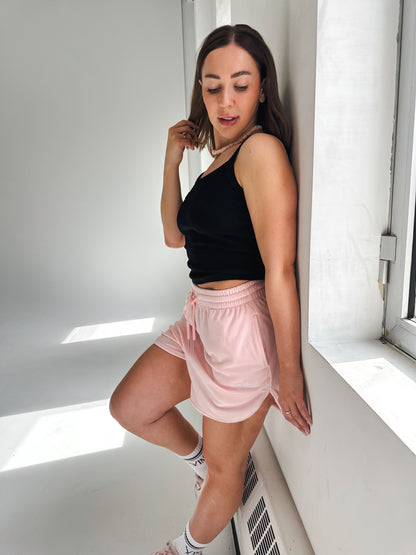 BILLIE HIGH WAISTED SHORTS - PINK BLUSH