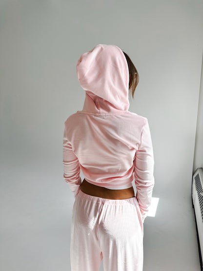 CHRISTINA VELOUR ZIP - PINK BLUSH