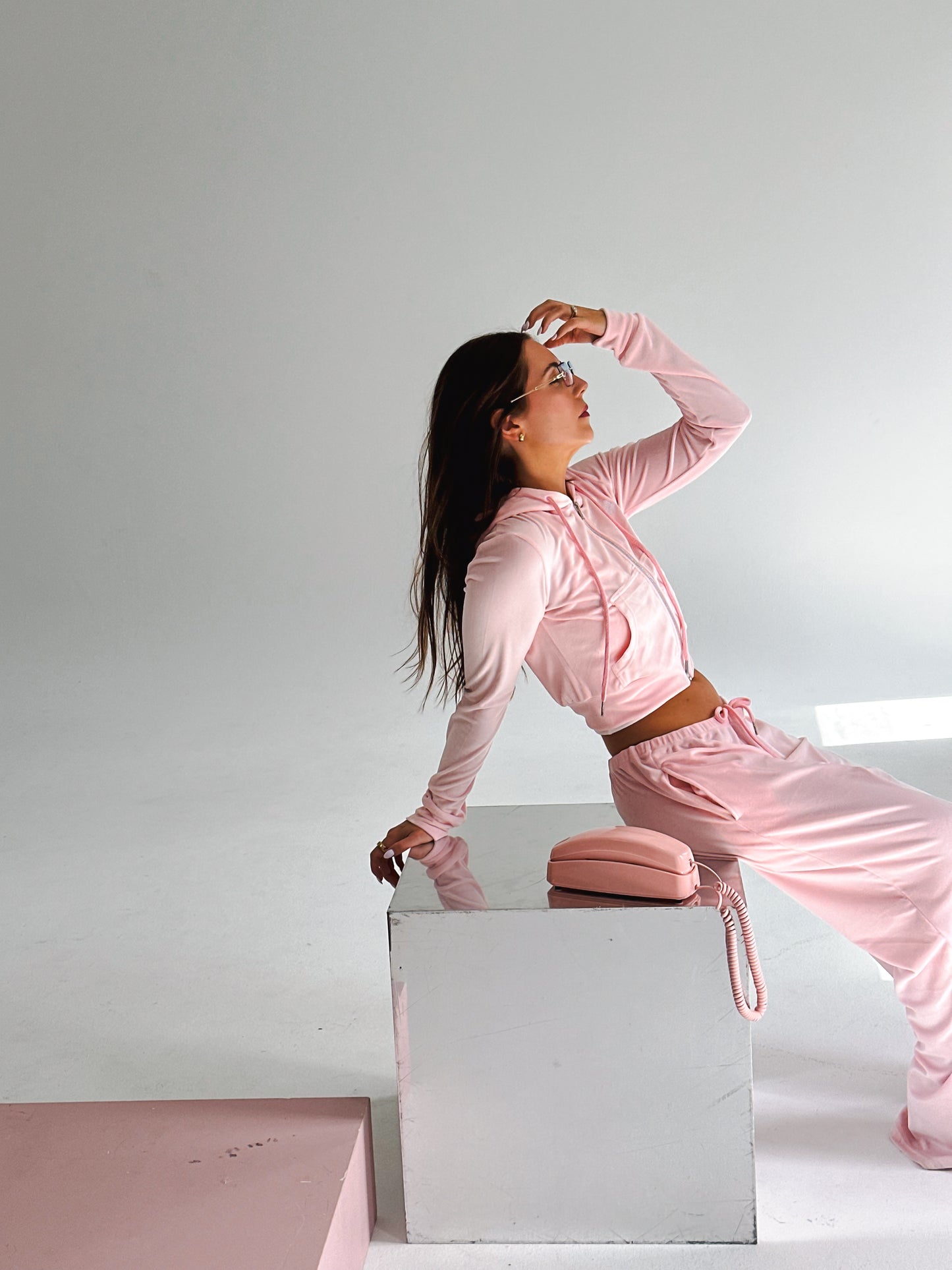 CHRISTINA VELOUR ZIP - PINK BLUSH