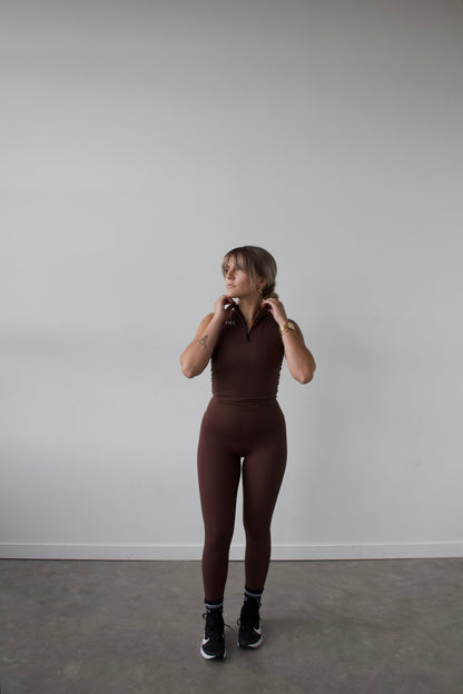HAILEY ZIP-UP ACTIVE TOP - BRONZE