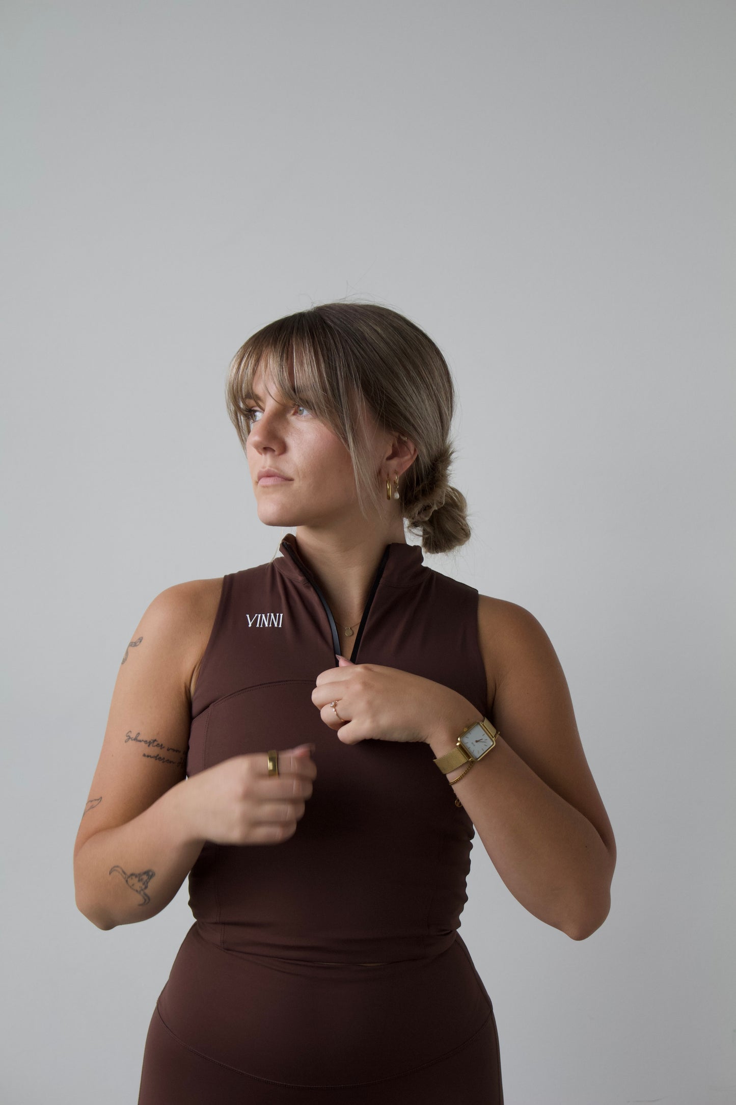 HAILEY ZIP-UP ACTIVE TOP - BRONZE