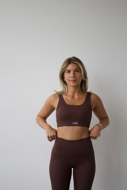BROOKE SQUARE-NECK SPORTS BRA - BRONZE