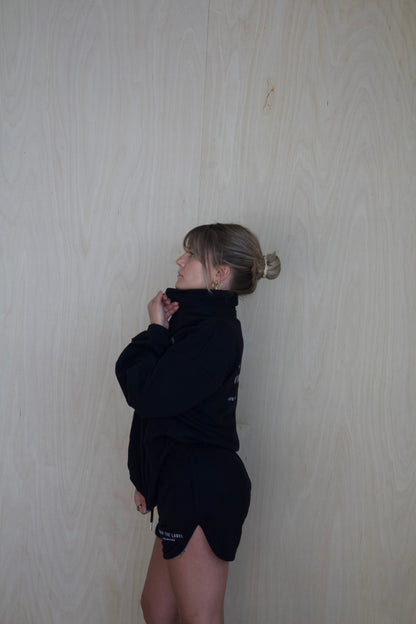 FREYA OVERSIZED ZIP-UP SWEATER - JET BLACK