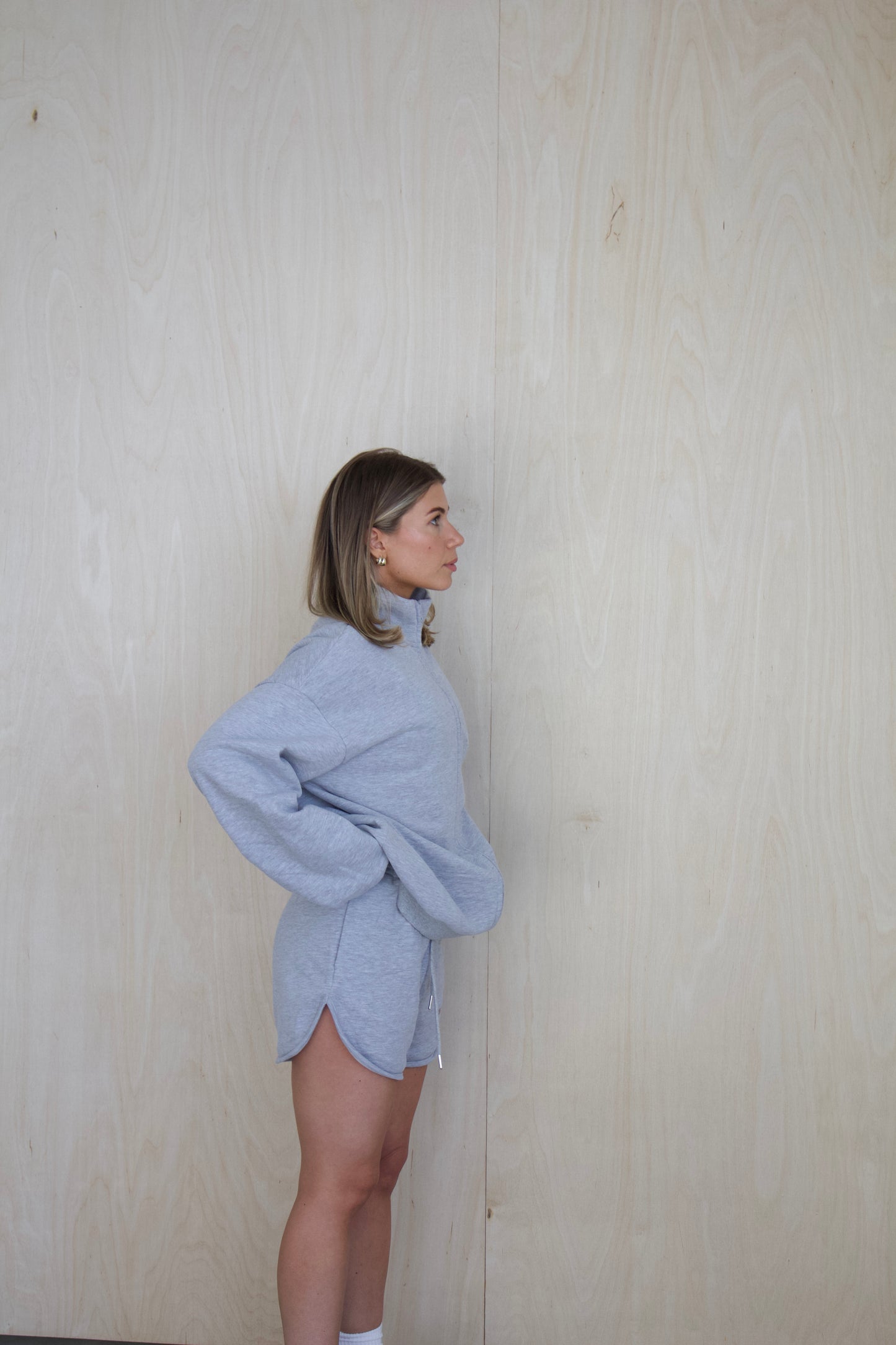 BILLIE HIGH-RISE SWEAT SHORTS - HEATHER GREY