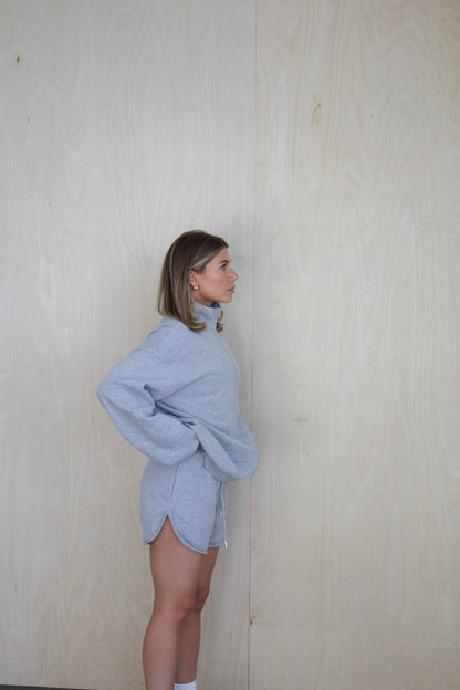 BILLIE HIGH-RISE SWEAT SHORTS - HEATHER GREY