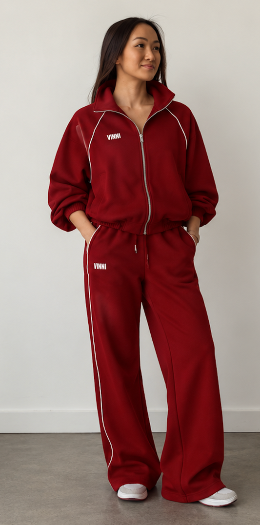 TANYA STRIPE SWEATS - FIRESIDE RED