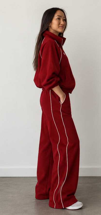 TANYA STRIPE SWEATS - FIRESIDE RED