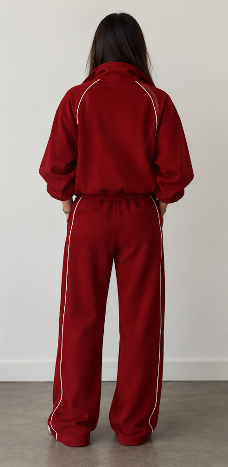 TANYA STRIPE SWEATS - FIRESIDE RED