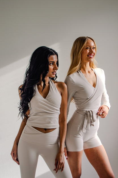 KAYLA WRAP HALTER - OAT MILK