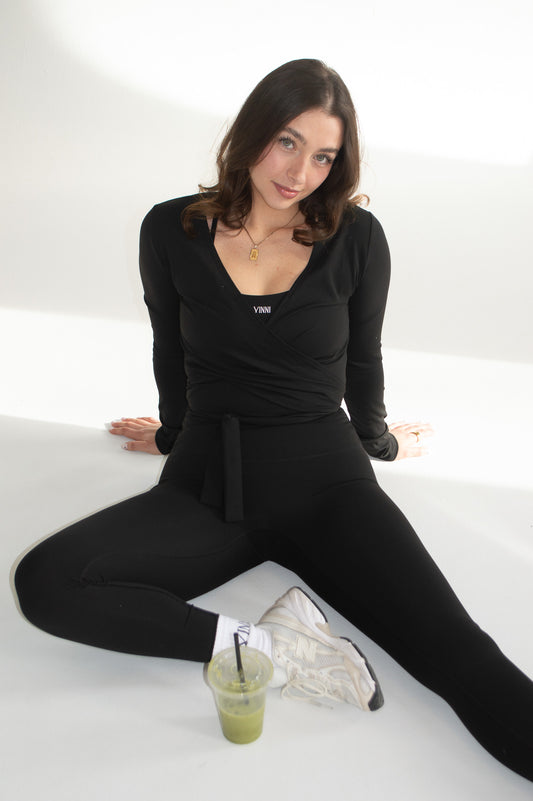 PAULA WRAP TOP - JET BLACK