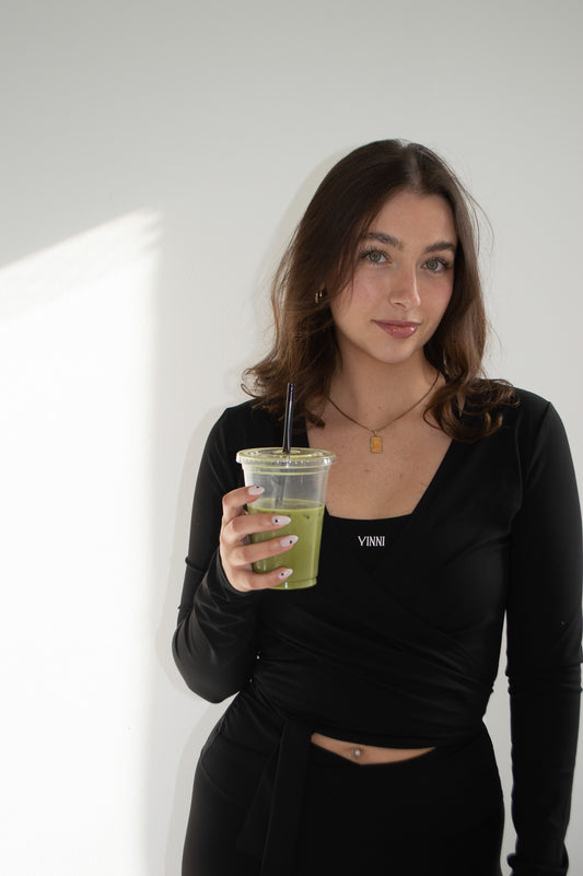 PAULA WRAP TOP - JET BLACK