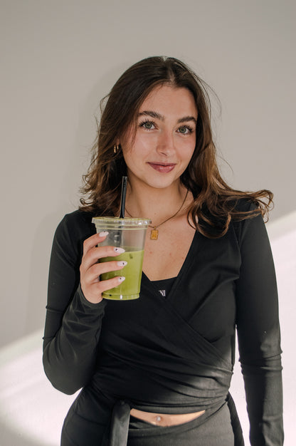 PAULA WRAP TOP - JET BLACK