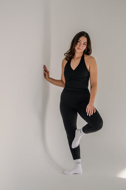 KAYLA WRAP HALTER - JET BLACK