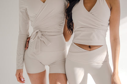 PAULA WRAP TOP - OAT MILK