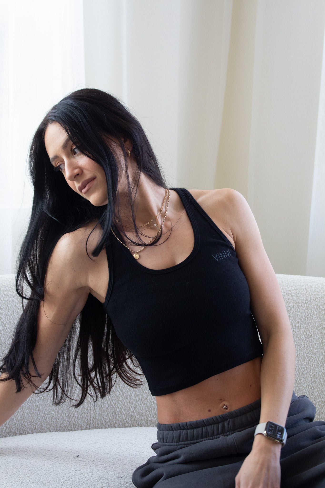 LIA RACER TANK  - JET BLACK