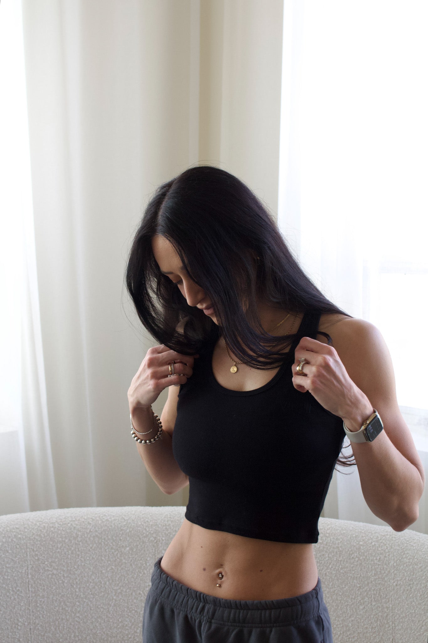 LIA RACER TANK  - JET BLACK