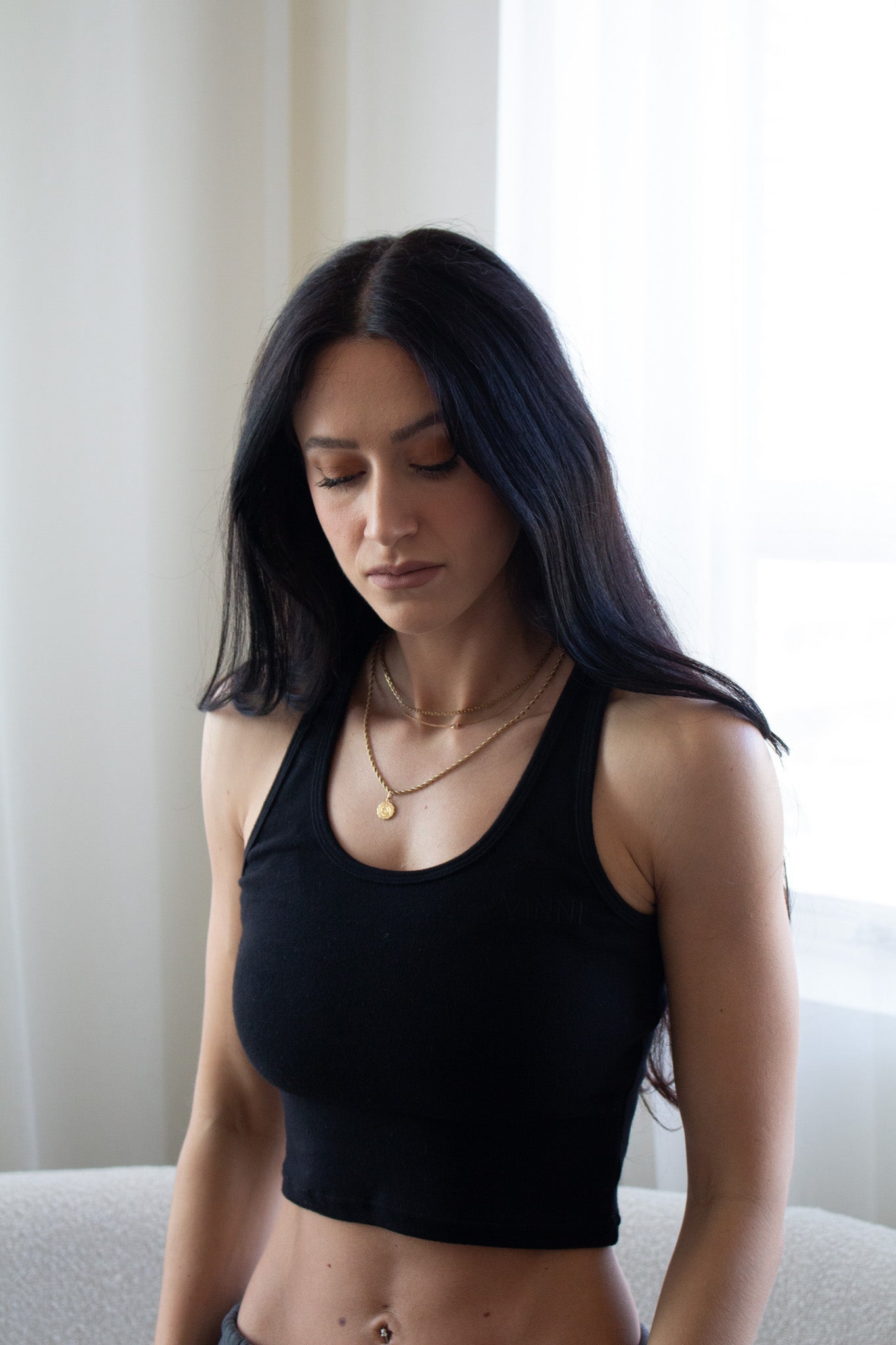 LIA RACER TANK  - JET BLACK